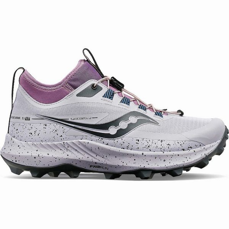 Women\'s Saucony Peregrine 13 ST Trail Running Shoes Purple / Grey | ASPBJIE-60