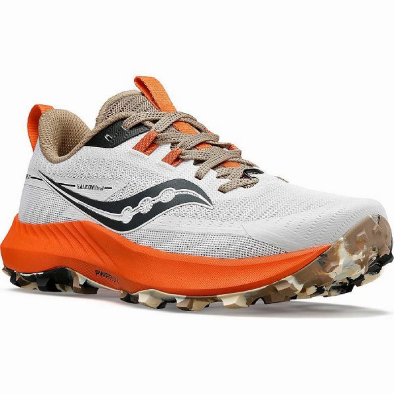 Women's Saucony Peregrine 13 Trail Running Shoes White / Orange | LBHCOYN-78