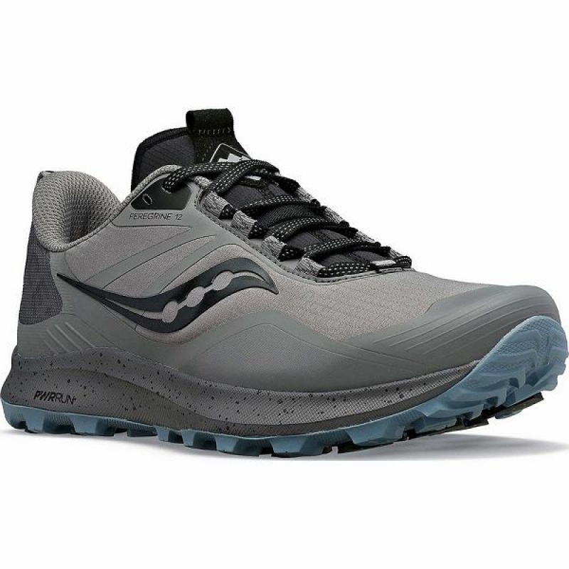 Women's Saucony Peregrine ICE+ 3 Running Shoes Grey / Black | BYFTMXP-60