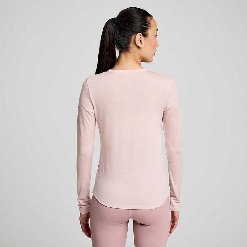 Women's Saucony Peregrine Merino Long Sleeve T Shirts Smoke Heather | OBESMAD-34