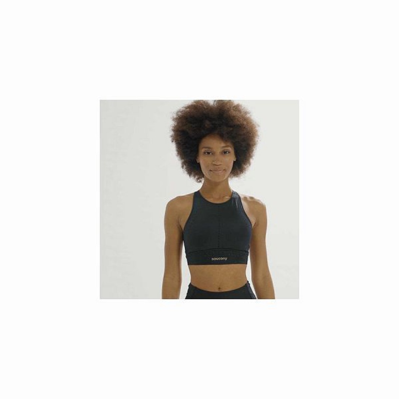 Women's Saucony Pinnacle Bra Top Bras Black | CBJSOWY-13