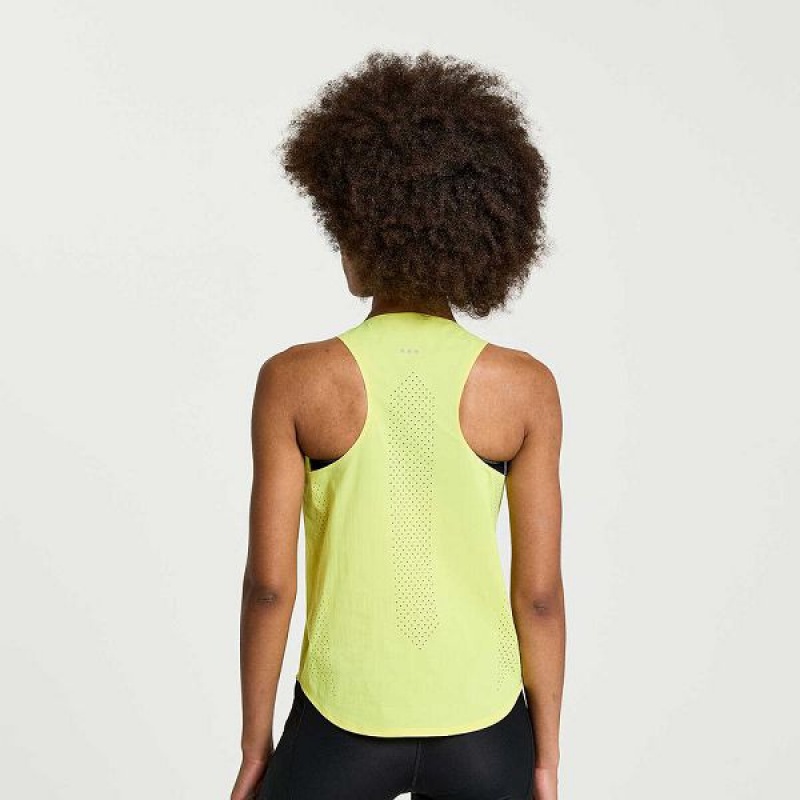 Women's Saucony Pinnacle Tank Tank Top Yellow | QCHTAMU-78