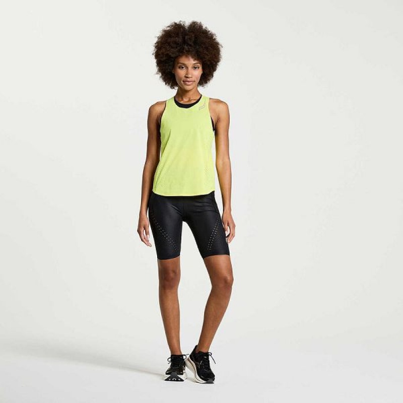 Women's Saucony Pinnacle Tank Tank Top Yellow | QCHTAMU-78