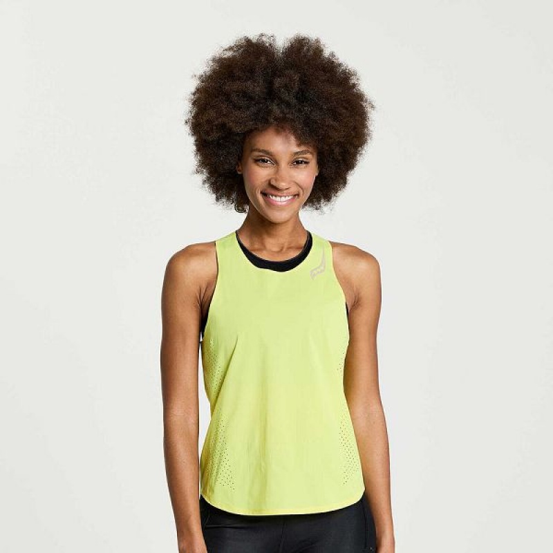 Women\'s Saucony Pinnacle Tank Tank Top Yellow | QCHTAMU-78