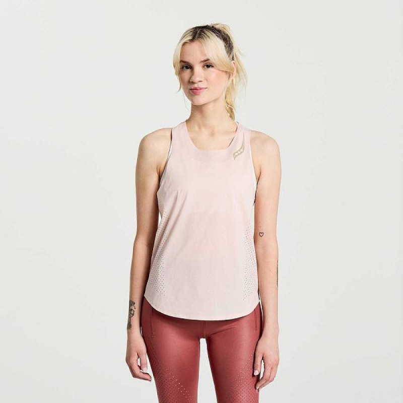 Women\'s Saucony Pinnacle Tank Top Rose | WDLXSVR-05