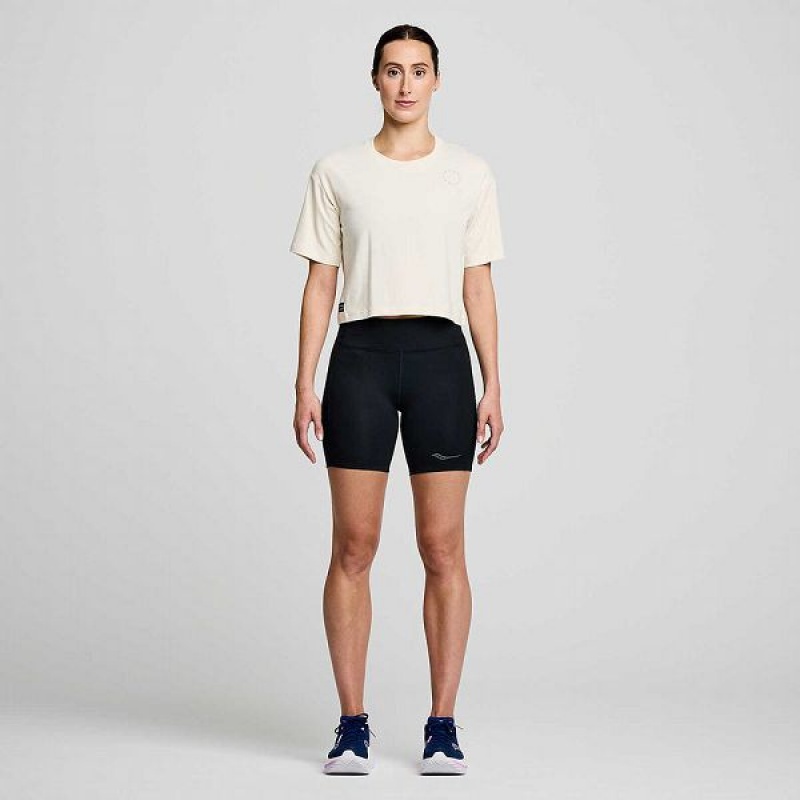 Women's Saucony Recovery Boxy Tee T Shirts Beige | JSVBEZI-51