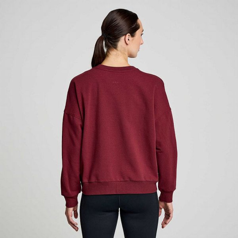 Women's Saucony Recovery Crew Sweatshirt Red | ZAGVKQB-51