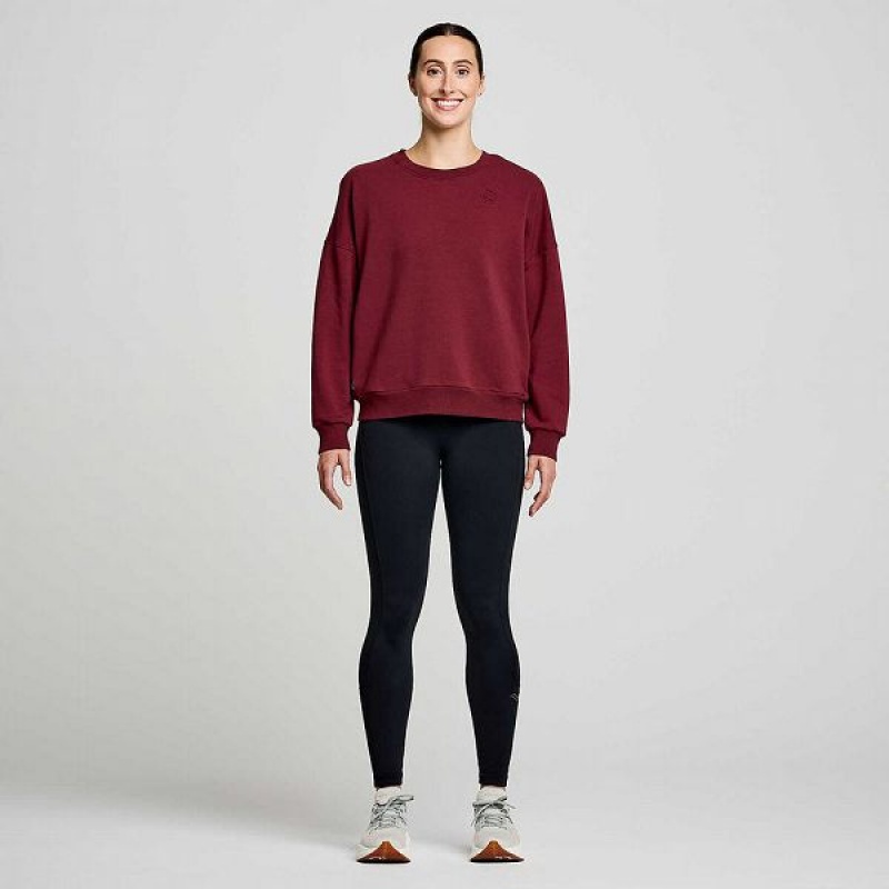 Women's Saucony Recovery Crew Sweatshirt Red | ZAGVKQB-51