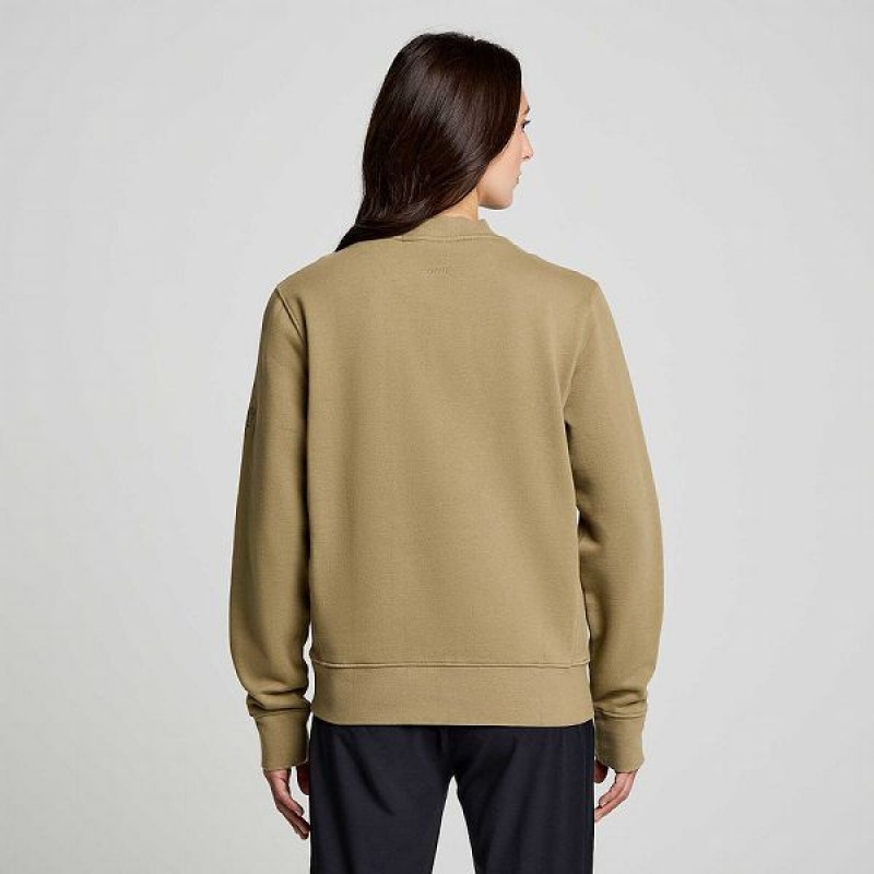 Women's Saucony Recovery Crew Sweatshirt Coffee | CNJMXRU-07