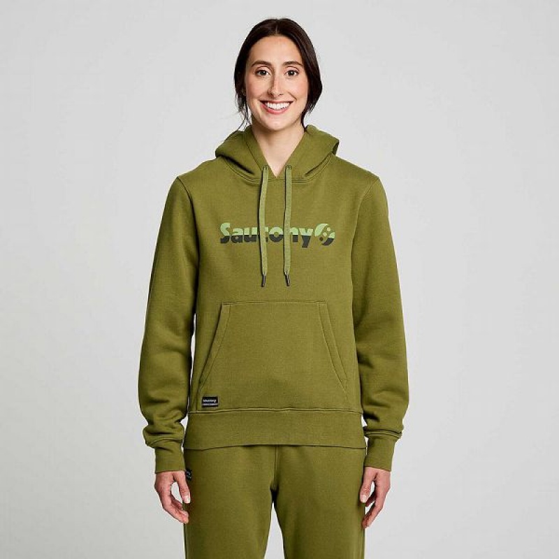 Women's Saucony Recovery Hoody Hoodie Khaki | EAGYNLX-35