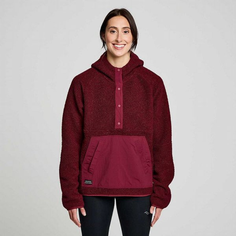 Women's Saucony Recovery Sherpa Pullover Red | QALRIUY-75