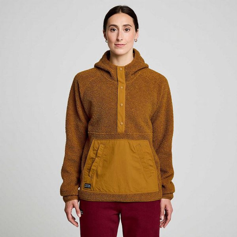 Women's Saucony Recovery Sherpa Pullover Brown | DJIHUQX-52