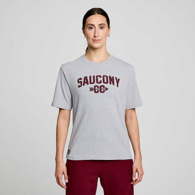 Women's Saucony Recovery Short Sleeve T Shirts Light Grey | GKACMLH-47