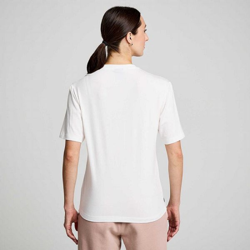 Women's Saucony Recovery Short Sleeve T Shirts White | FVMRJBQ-49