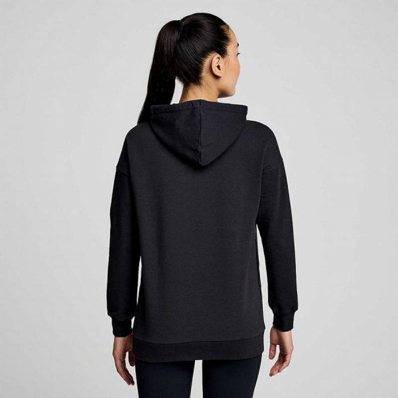 Women's Saucony Recovery Zip Tunic Hoodie Black | EZPYCVX-82