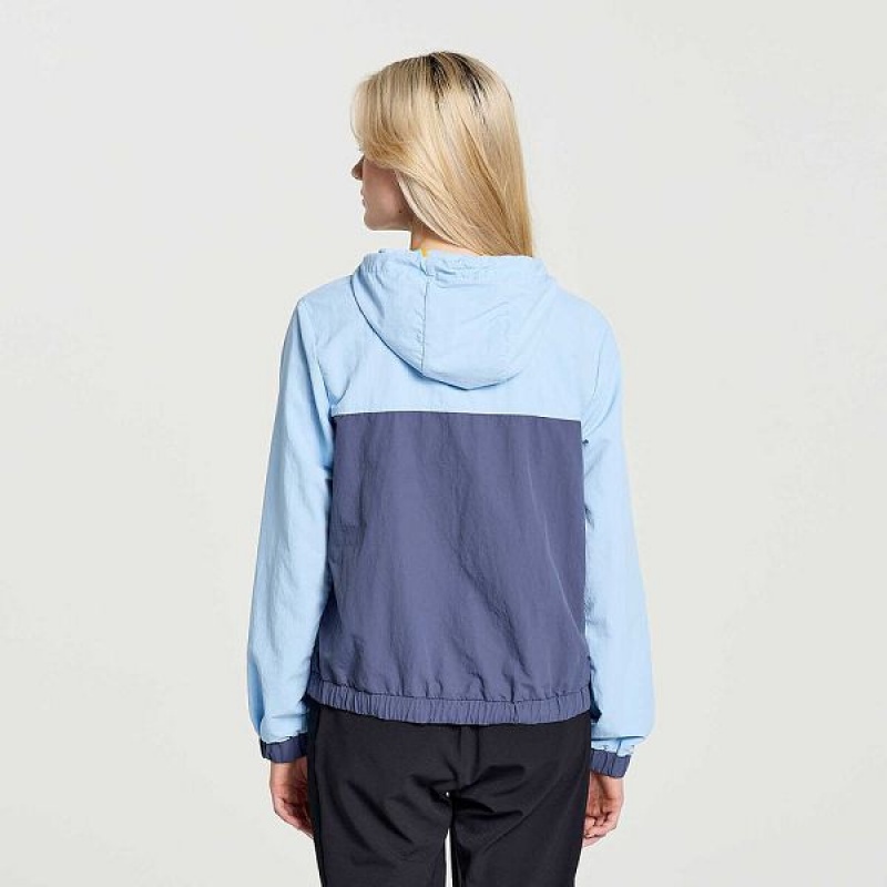 Women's Saucony Rested Anorak Tops Blue | DYAXOUC-49