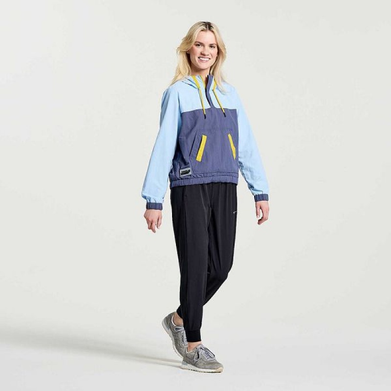 Women's Saucony Rested Anorak Tops Blue | DYAXOUC-49