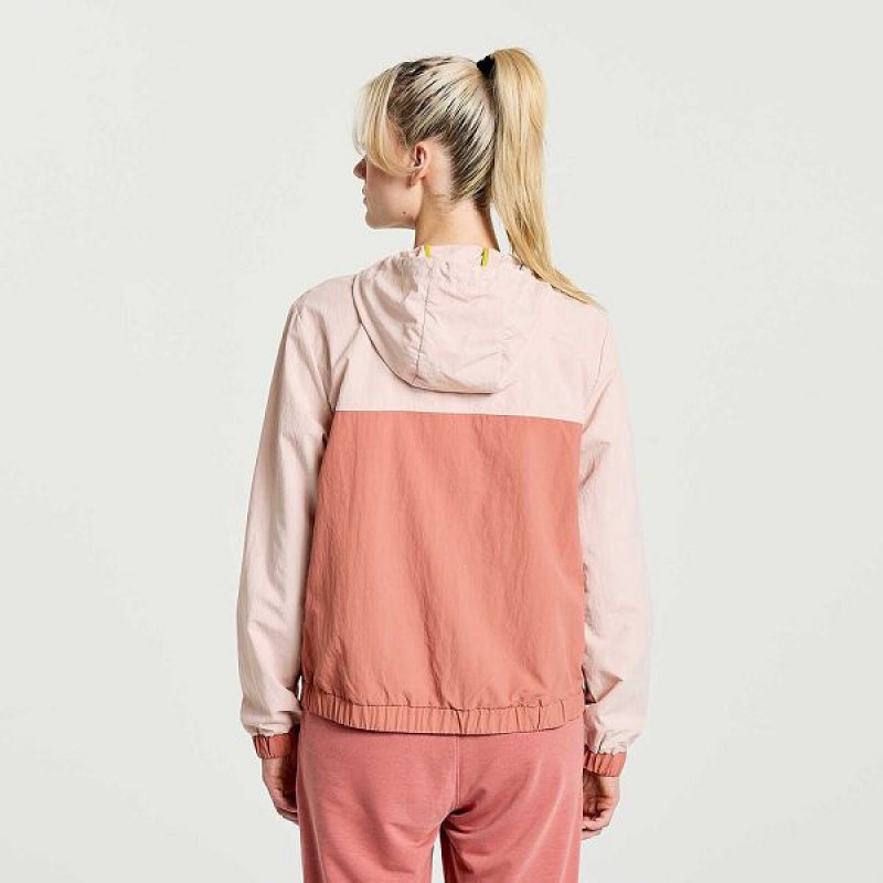 Women's Saucony Rested Anorak Tops Rose | ZETPBXG-30