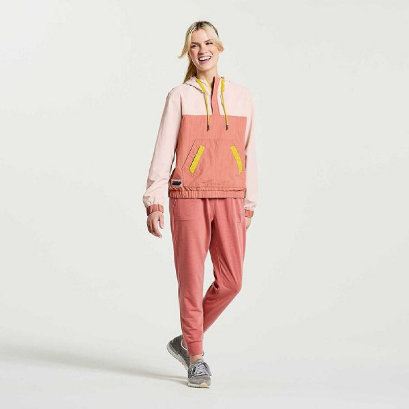 Women's Saucony Rested Anorak Tops Rose | ZETPBXG-30