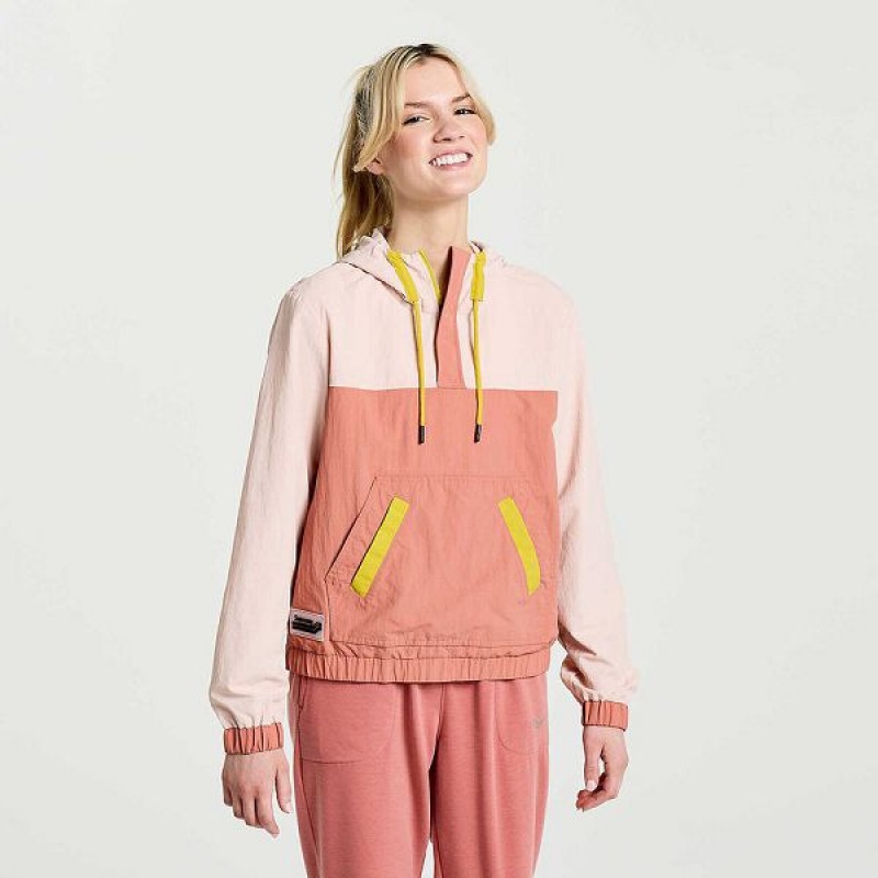 Women\'s Saucony Rested Anorak Tops Rose | ZETPBXG-30