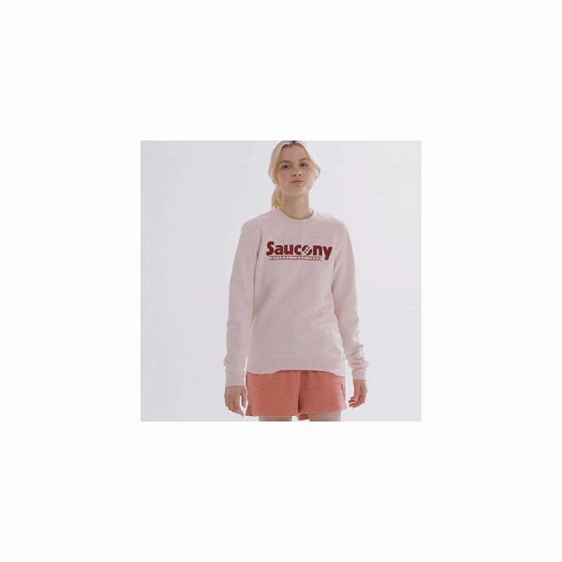 Women's Saucony Rested Crewneck Sweatshirt Rose | FKVBZGJ-70