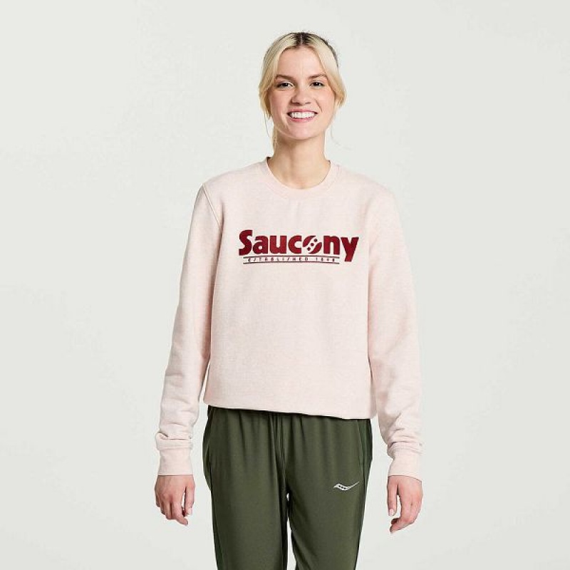 Women\'s Saucony Rested Crewneck Sweatshirt Rose | FKVBZGJ-70