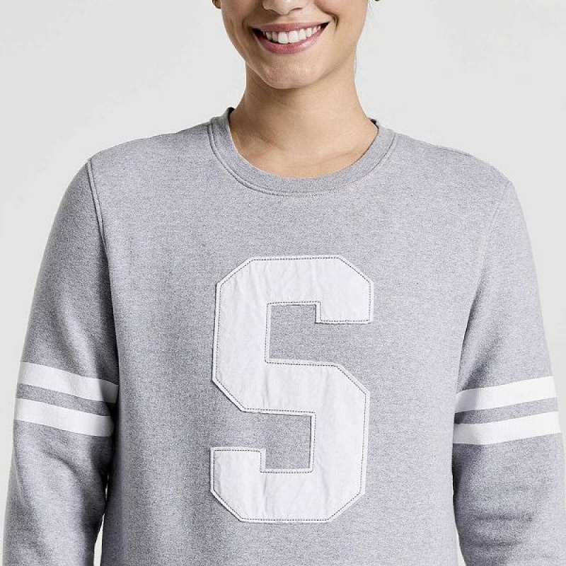 Women's Saucony Rested Crewneck Sweatshirt Light Grey | OPKMSET-40