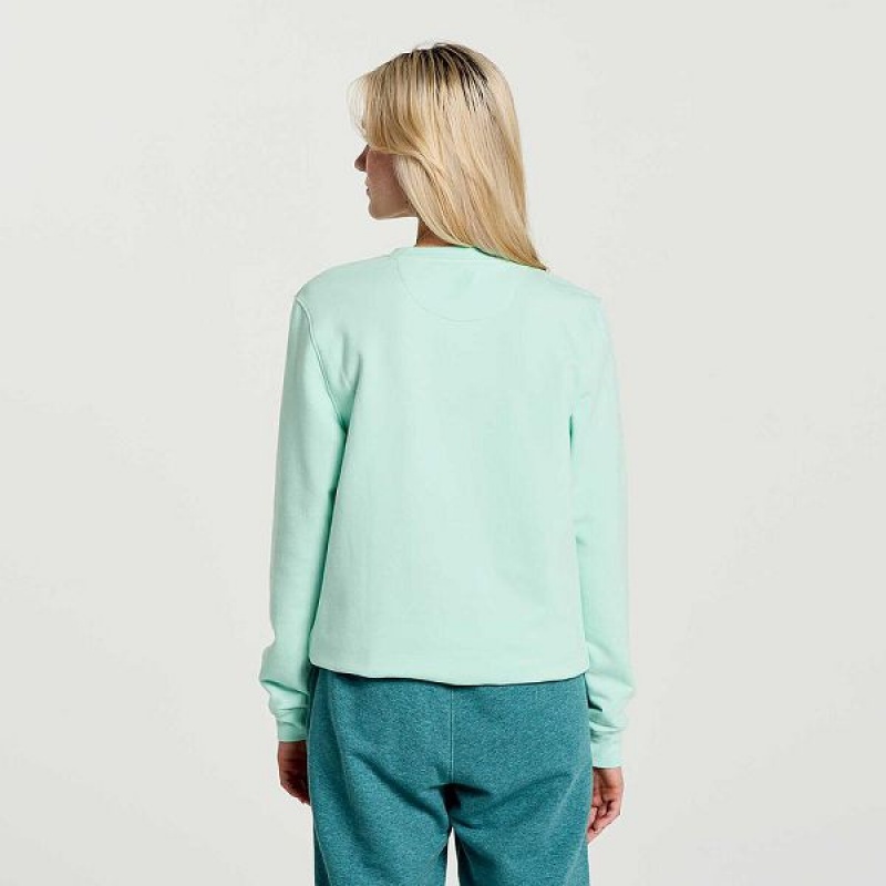 Women's Saucony Rested Crewneck Sweatshirt Turquoise | DPAYHGK-89