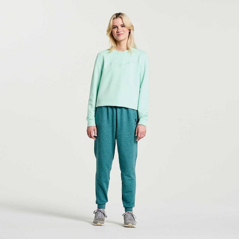 Women's Saucony Rested Crewneck Sweatshirt Turquoise | DPAYHGK-89