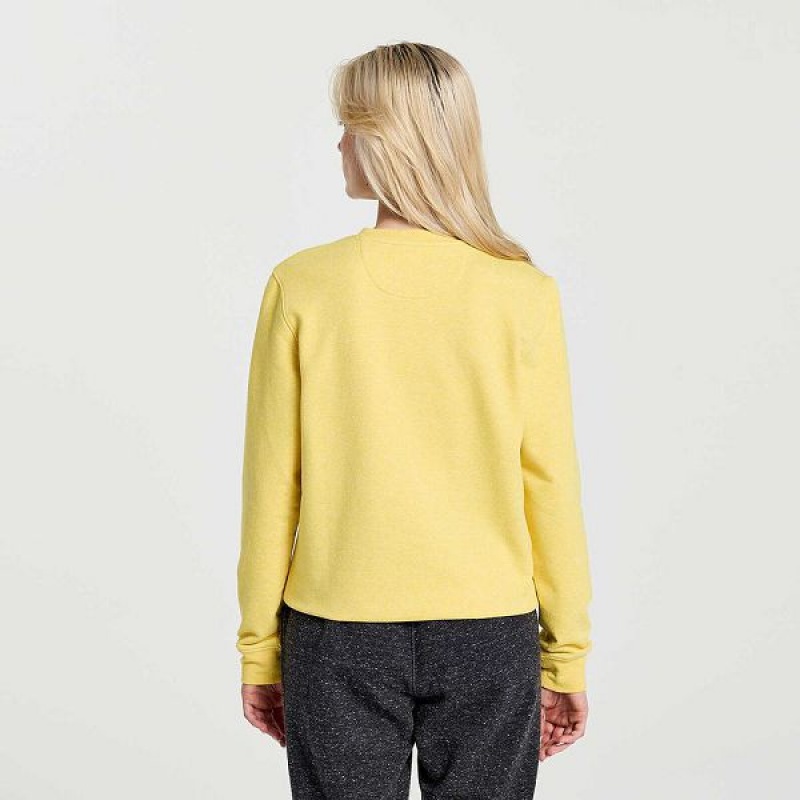 Women's Saucony Rested Crewneck Sweatshirt Yellow | CDLNBIV-27