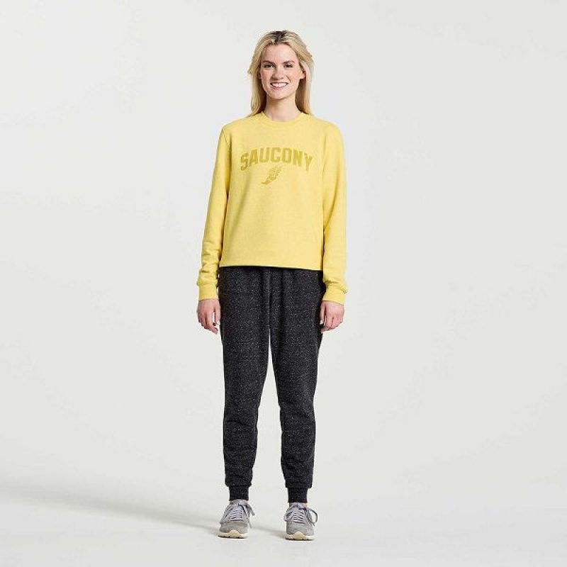 Women's Saucony Rested Crewneck Sweatshirt Yellow | CDLNBIV-27