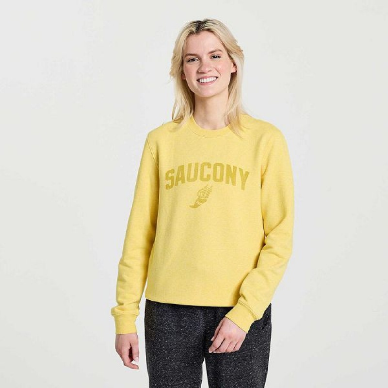 Women\'s Saucony Rested Crewneck Sweatshirt Yellow | CDLNBIV-27