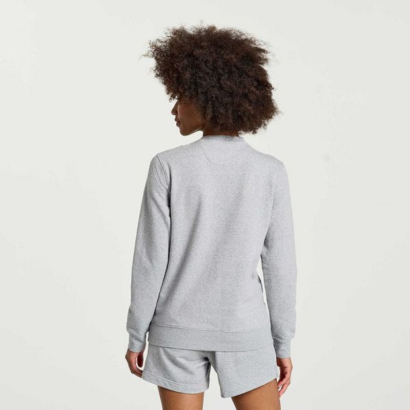 Women's Saucony Rested Crewneck Sweatshirt Light Grey | TWKDIQC-48