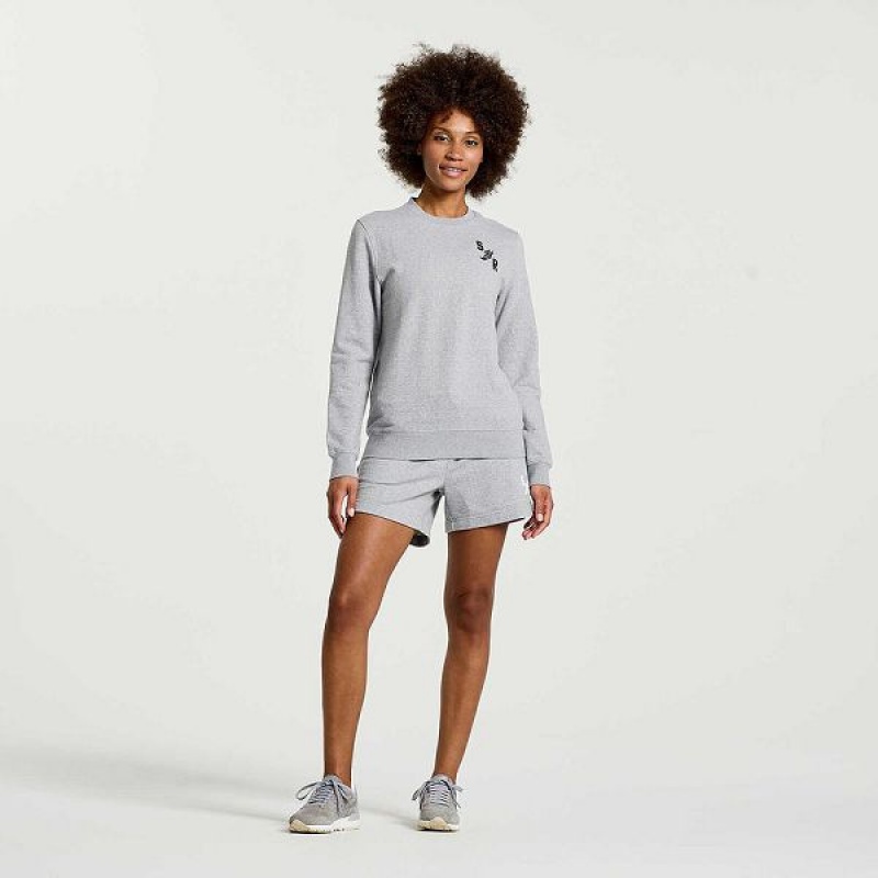 Women's Saucony Rested Crewneck Sweatshirt Light Grey | TWKDIQC-48