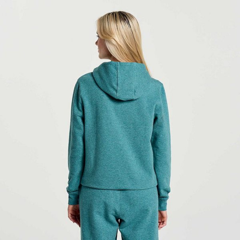 Women's Saucony Rested Hoodie Turquoise | RBXLSGP-35