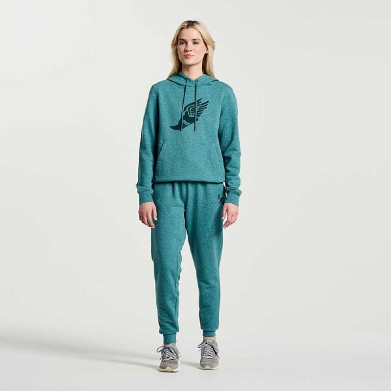 Women's Saucony Rested Hoodie Turquoise | RBXLSGP-35