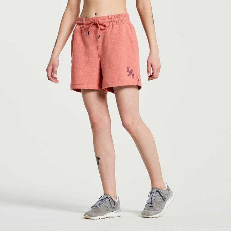 Women's Saucony Rested Sweat Shorts Soot Heather Graphic | QOBJCFY-29