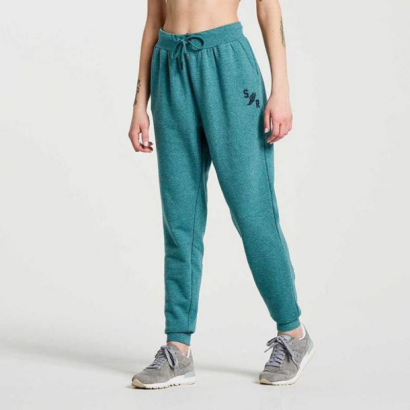 Women's Saucony Rested Sweatpants Turquoise | VOEZGXS-39