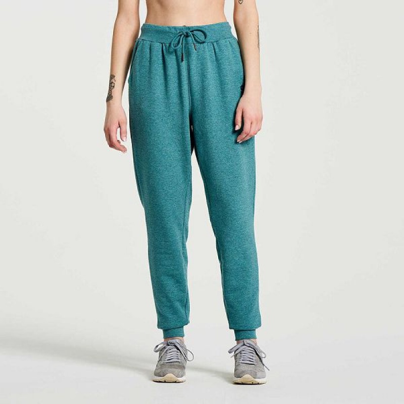 Women\'s Saucony Rested Sweatpants Turquoise | VOEZGXS-39