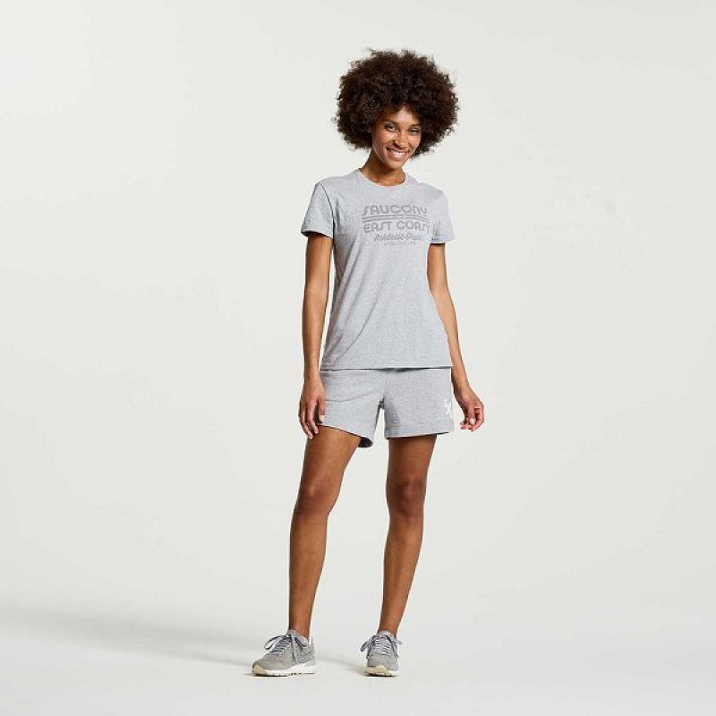 Women's Saucony Rested T Shirts Light Grey | MPKOADT-27