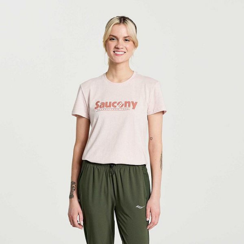 Women\'s Saucony Rested T Shirts Rose | MYSVXOI-57