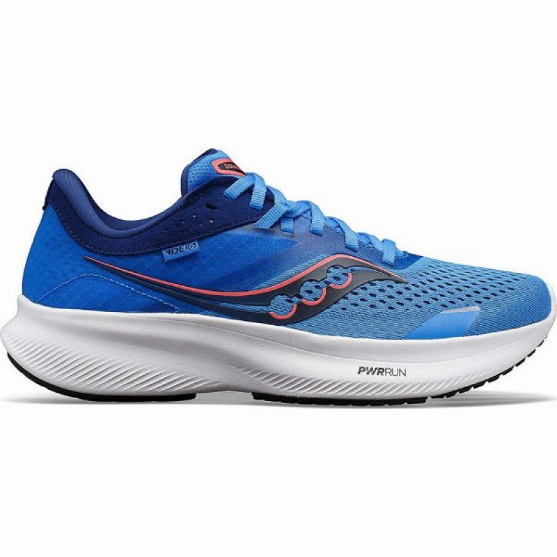 Women\'s Saucony Ride 16 Running Shoes Blue / Black | CMAQOES-08