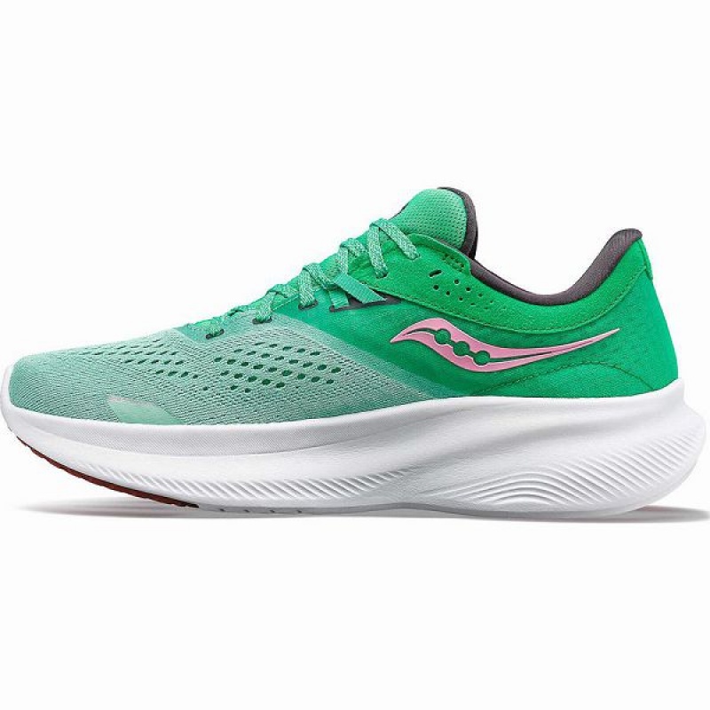 Women's Saucony Ride 16 Running Shoes Green / Pink | WZBYGAX-65