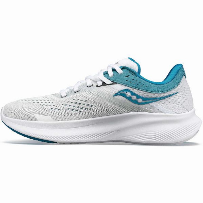 Women's Saucony Ride 16 Running Shoes White / Blue | QRTFADN-54