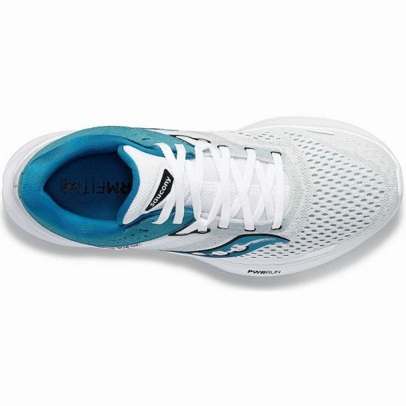 Women's Saucony Ride 16 Running Shoes White / Blue | QRTFADN-54