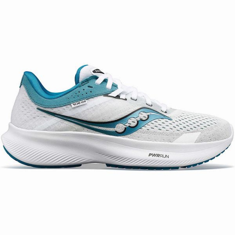 Women\'s Saucony Ride 16 Running Shoes White / Blue | QRTFADN-54