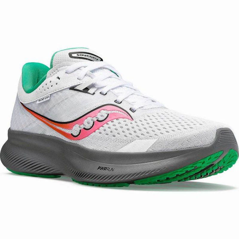 Women's Saucony Ride 16 Running Shoes White / Grey | UALWXIC-60