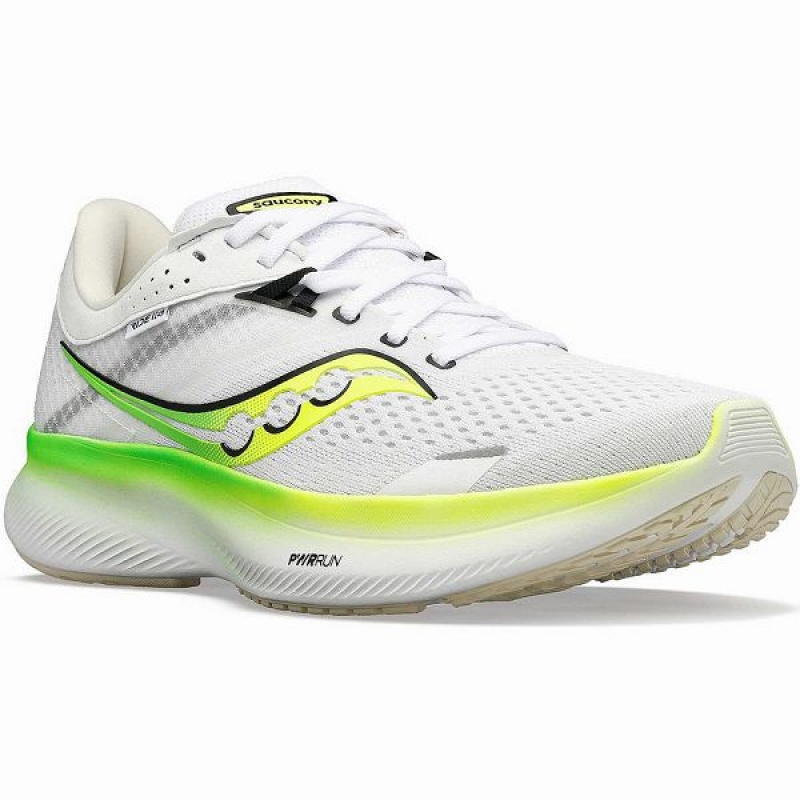 Women's Saucony Ride 16 Running Shoes White / Green | MXJIKPA-59