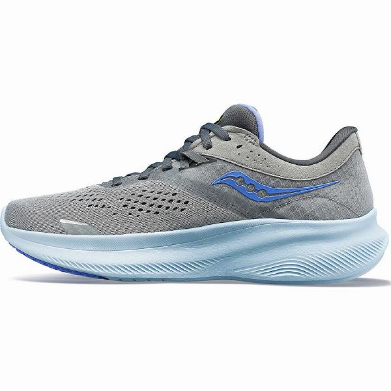 Women's Saucony Ride 16 Wide Running Shoes Grey / Blue | BZFKJRG-14