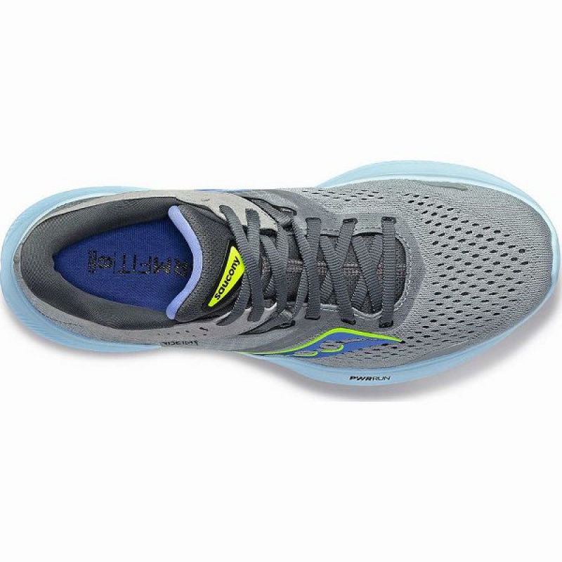 Women's Saucony Ride 16 Wide Running Shoes Grey / Blue | BZFKJRG-14